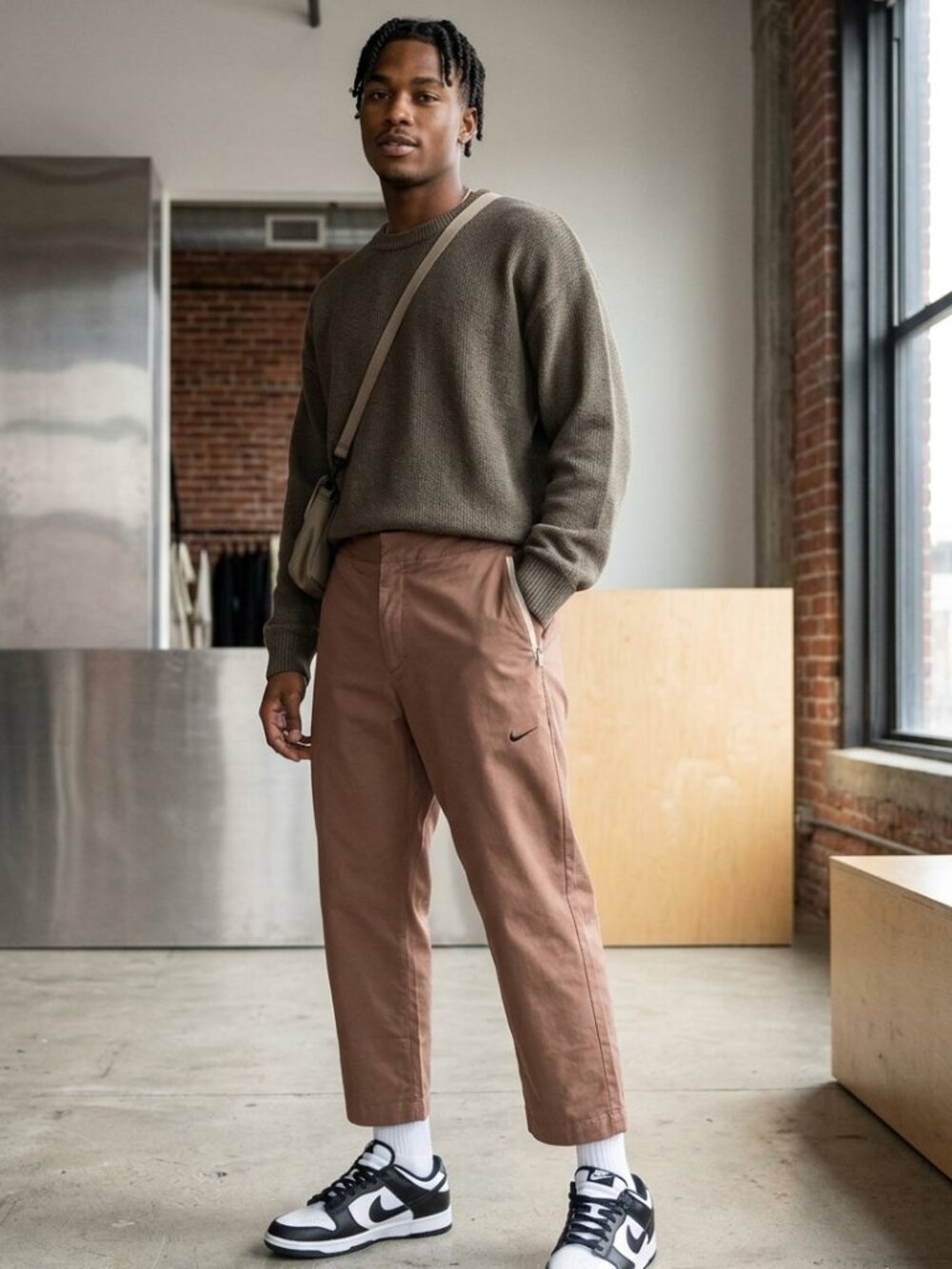 Nike Sportswear Tech Essentials Cropped Woven Sneaker Pants Brown Mens 34